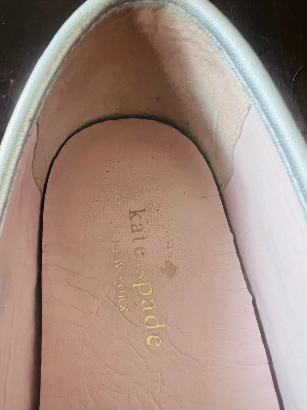 kate spade Silver Croc-Embossed Slip-On Flats
